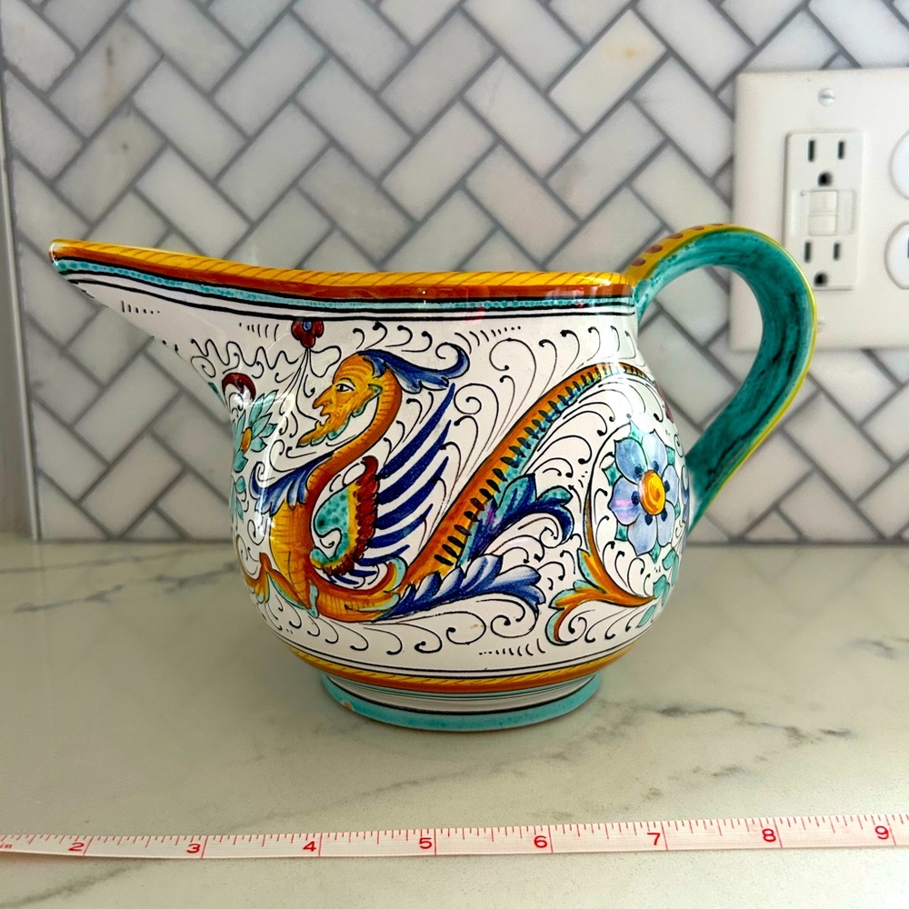 Deruta Raffeallesco Ceramic Italian Pitcher